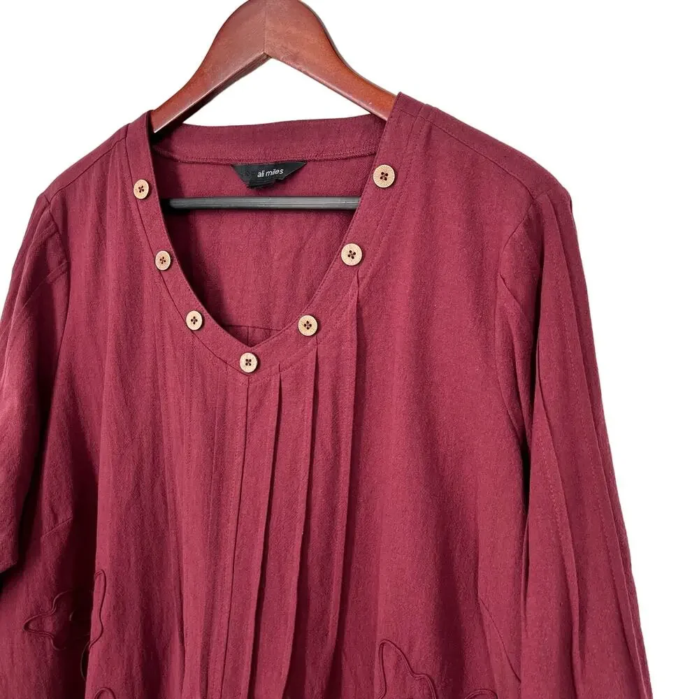 Ali Miles Deep Red Blouse with Embroidered Lace - Picture 4 of 7